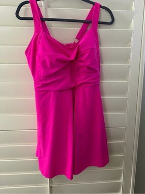 Women's Fuchsia Twist-Front Swimdress